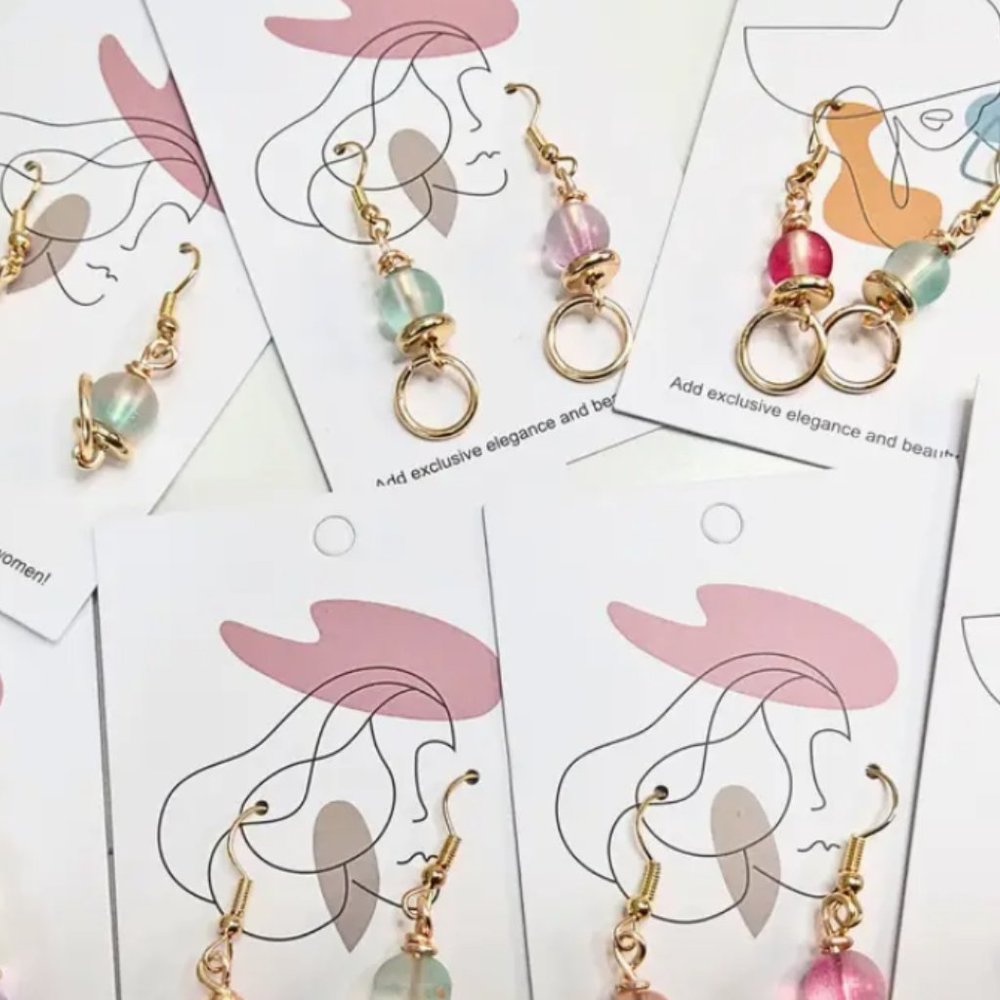Reposh Prepackaged (10) Pairs - Dangle Jump Ring Beaded Earrings